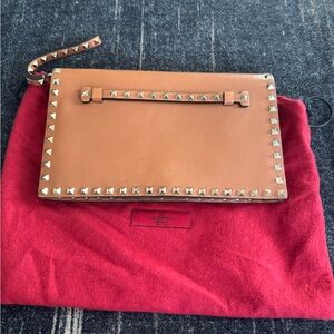 Valentino Brown Studded Clutch